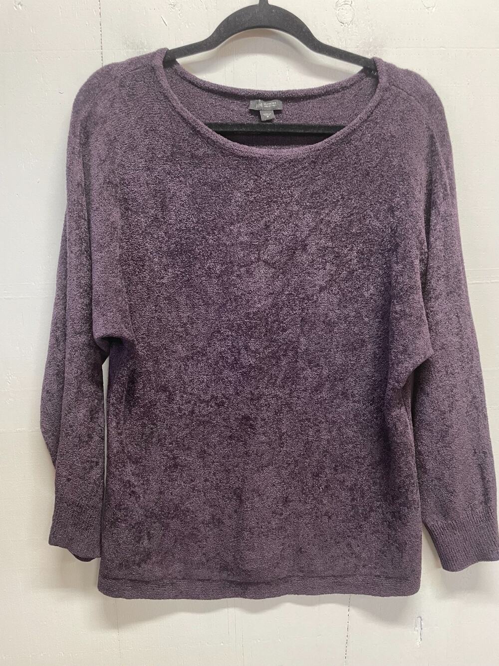 J. Jill Women's Boat Neck Sweater Size Medium Textured Fabric Deep Plum Color
